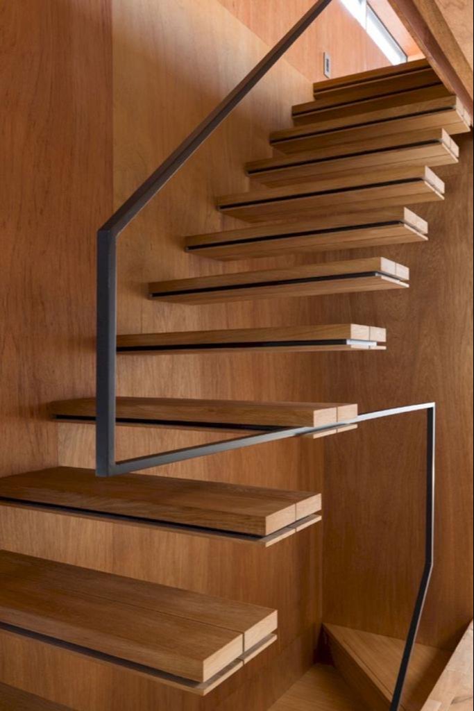 wood and mild steel wooden finish Cantilever Ready Made Stairs, Rs