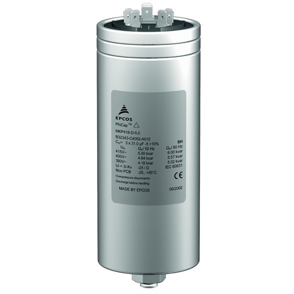 Cylindrical Epcos 25 KVAr Phicap Power Capacitor, 50/60 Hz, Rs 210