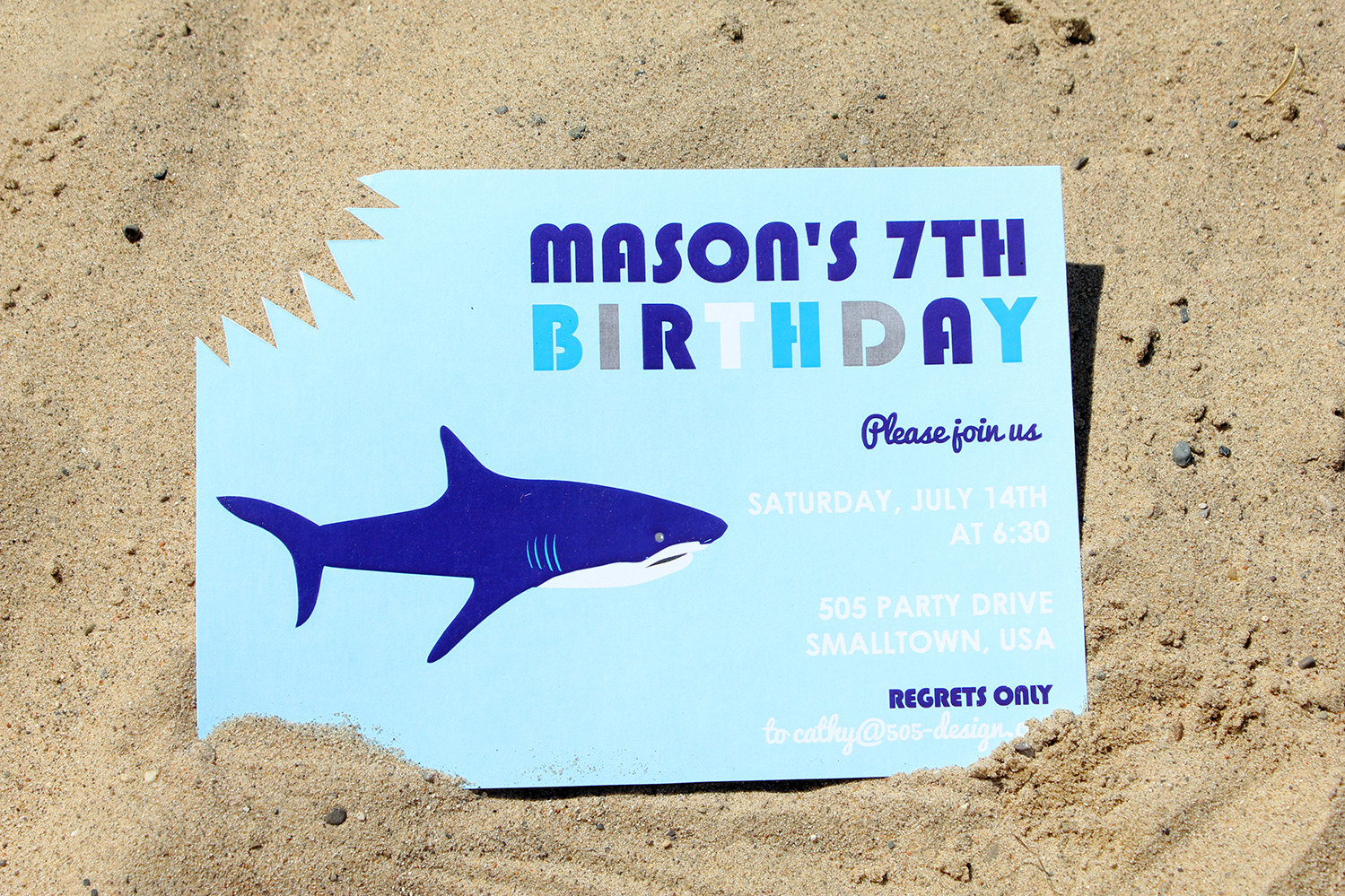 Shark Birthday Party Invitation 505 Design, Inc