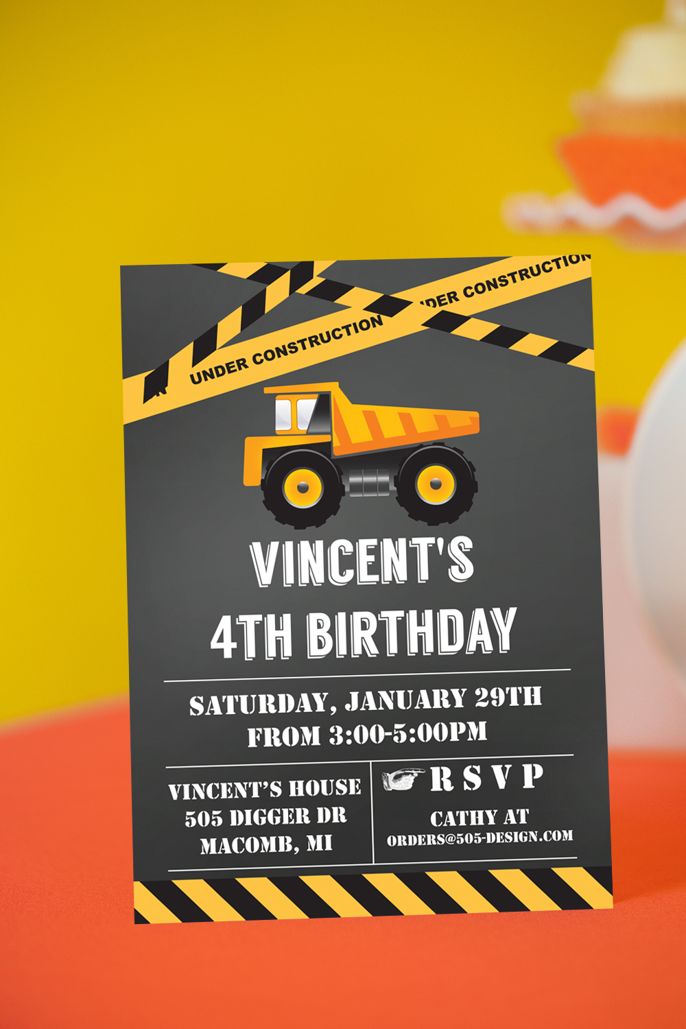 Construction Party Invitation Chalkboard Construction Invitation