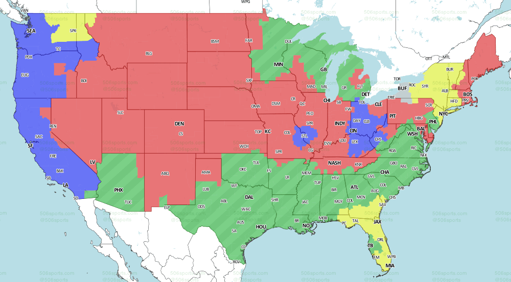 Week 8 NFL Television schedule and coverage map