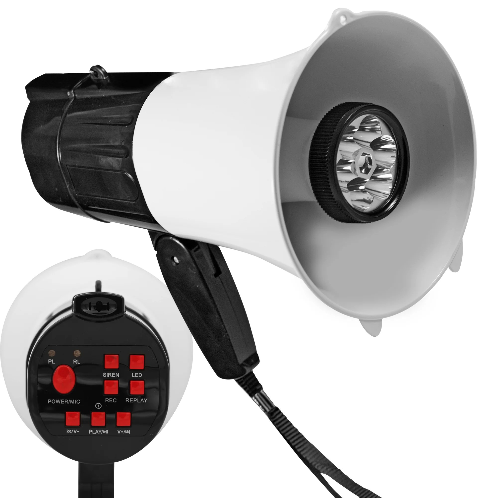 5 Core Megaphone Speaker 30W Loud Bullhorn w LED Light 5 Core