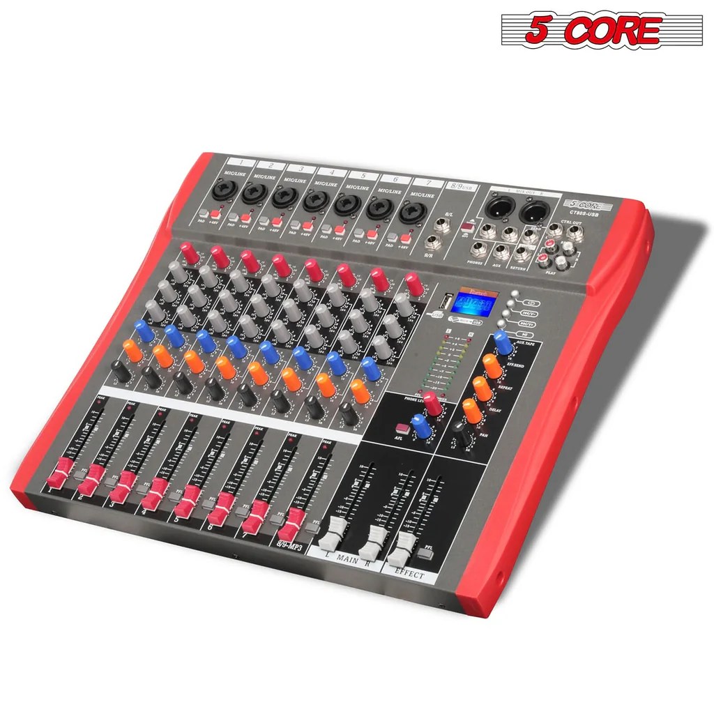 8 Channel DJ Audio Mixer Studio Equipment from 5 Core 5 Core