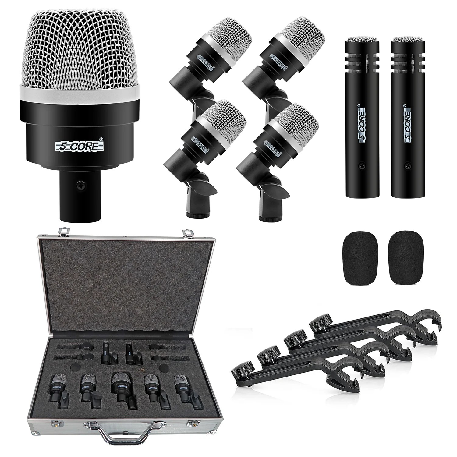 Drum Microphone Kit a Comprehensive 7 Piece Wired Set 5 Core 5 Core