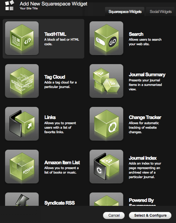 Adding a sidebar widget Squarespace 5