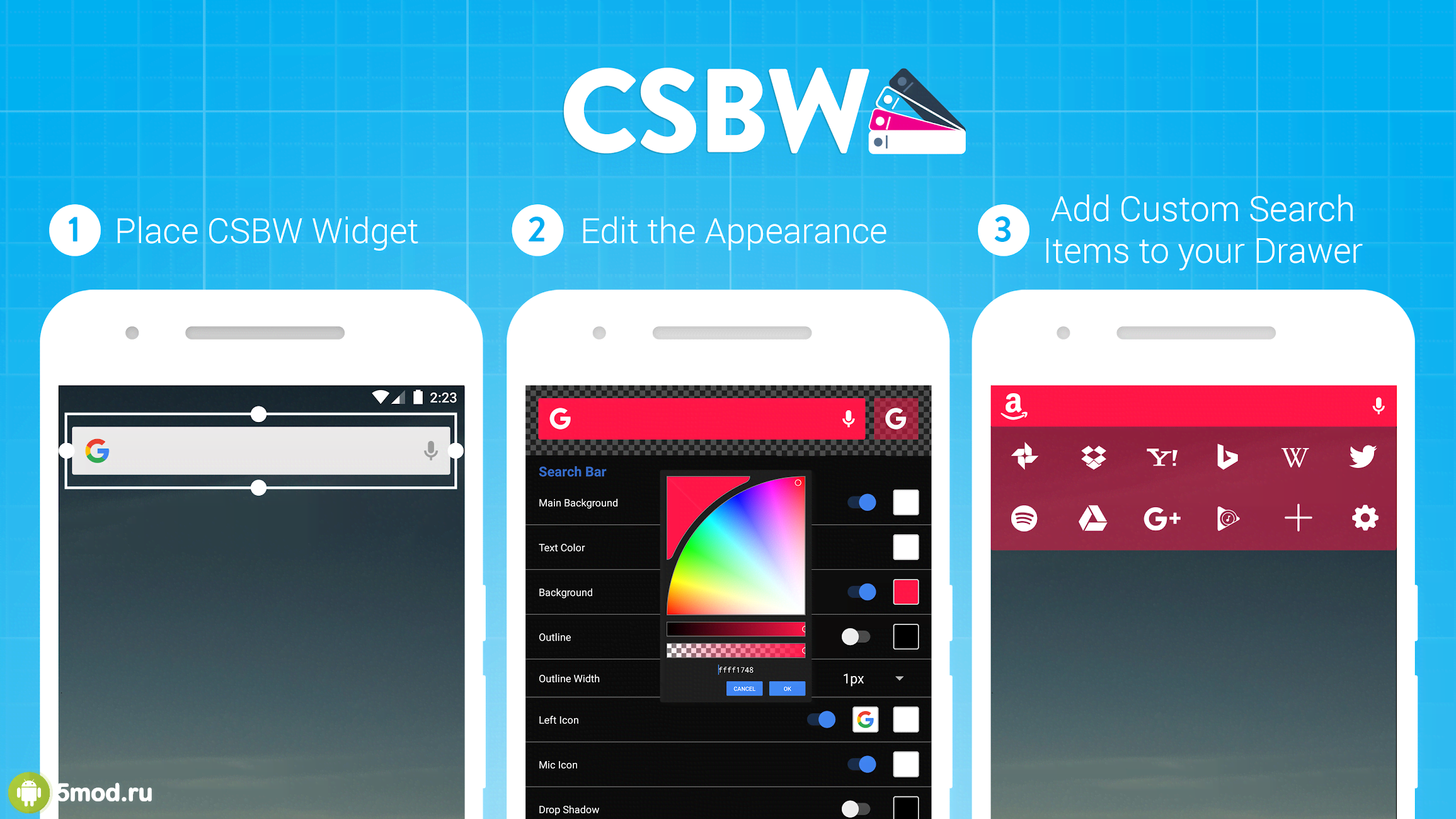 Скачать Custom Search Bar Widget CSBW 2.0.8 APK (Pro) на андроид бесплатно