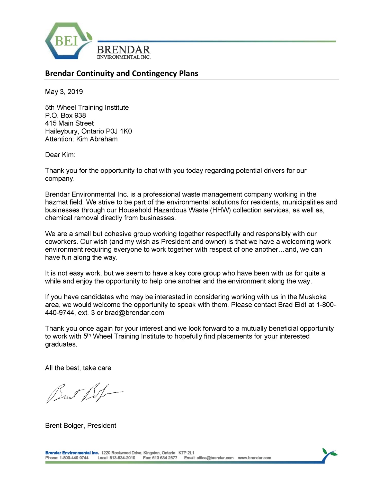 Truck Driver School Ontario 5th Wheel Training Institute