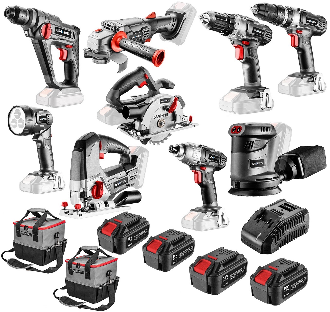 GRAPHITE ZESTAW ELEKTRONARZĘDZI AKU 18V 4x4.0Ah 7340524542