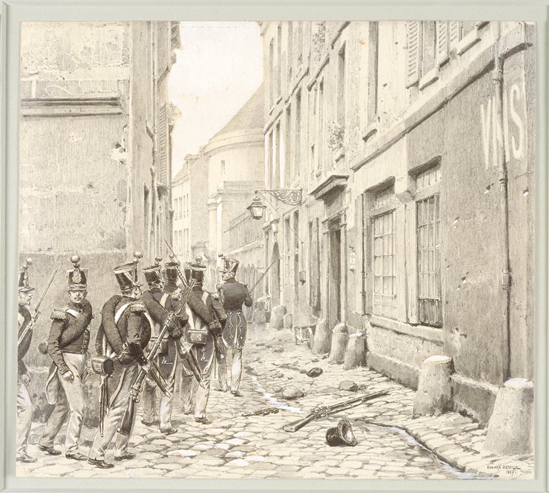 Soldiers Searching through Village Streets, JeanBaptisteEdouard