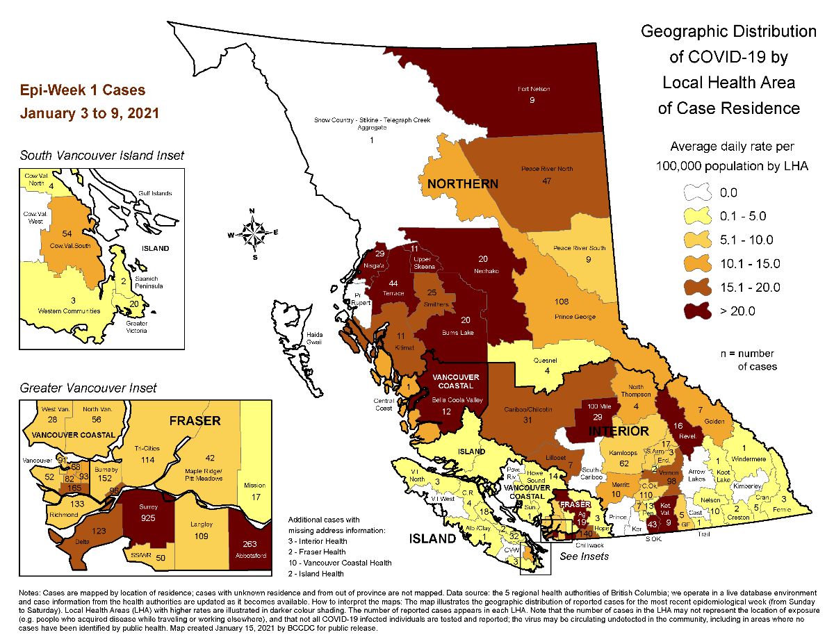 Here's The Latest COVID19 Hot Spots Map For British Columbia
