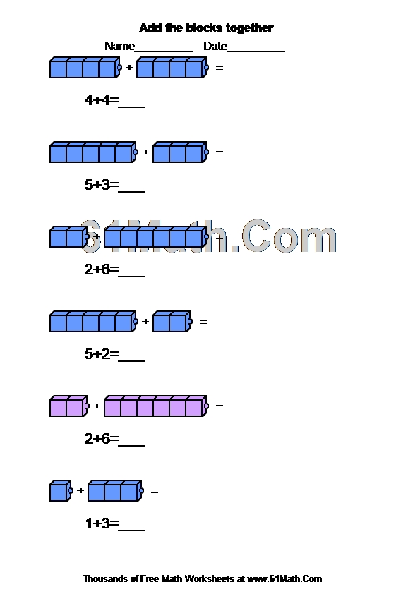 Add the blocks together Create Your Own Math Worksheets Add the blocks together Create Your Own Math Worksheets