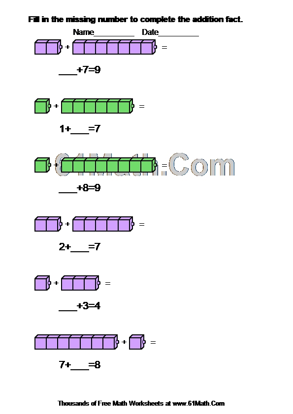 Fill in the missing number to complete the addition fact