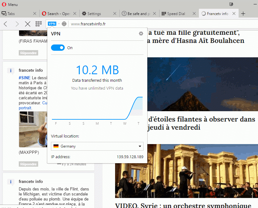 Un VPN intégré et gratuit dans le navigateur Opera ! 65BITS