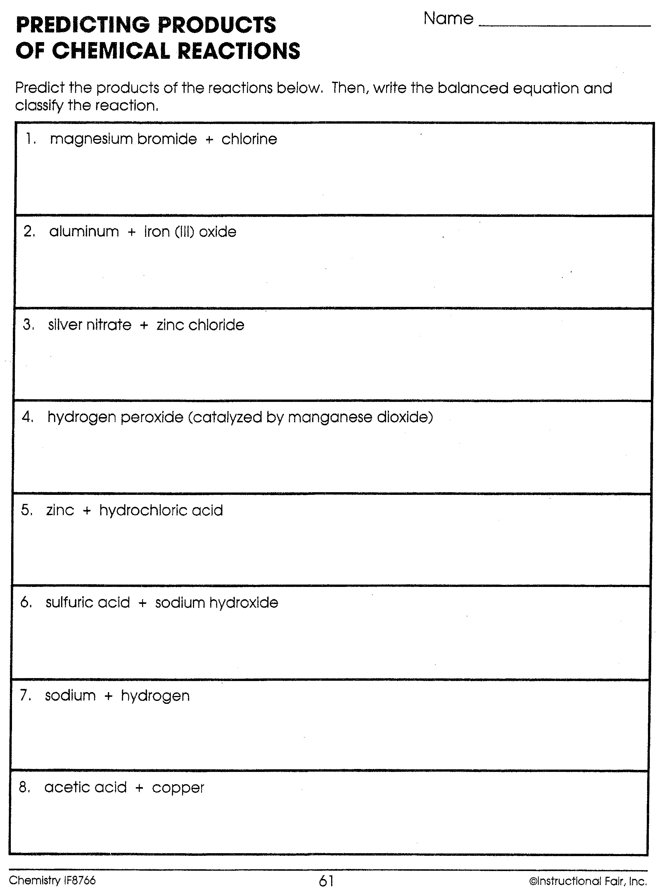 Chemistry If8766 Worksheet Answers Worksheets For Kindergarten