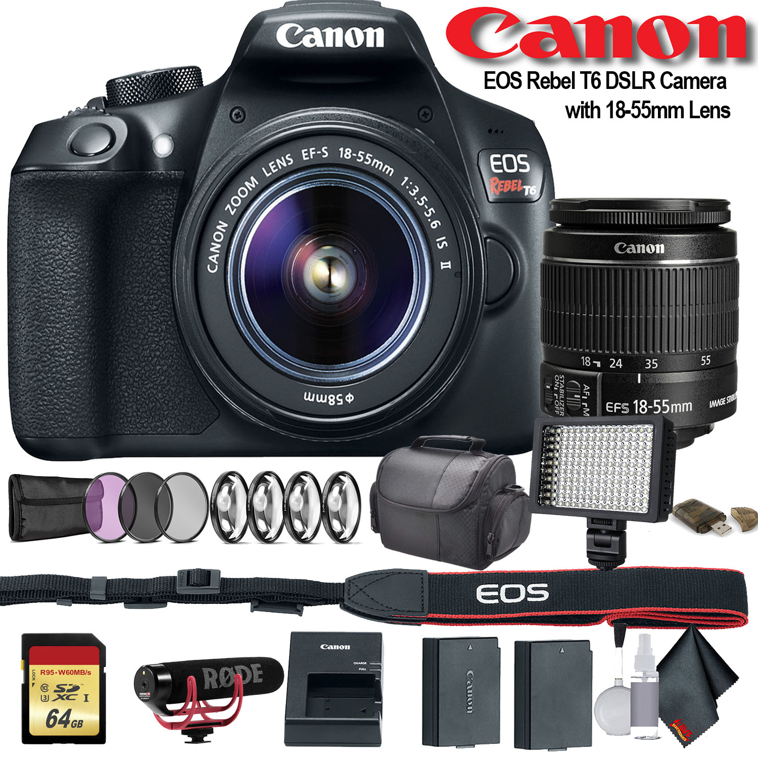 Canon EOS Rebel T6 DSLR Camera + 18-55mm Lens Starter Bundle 02