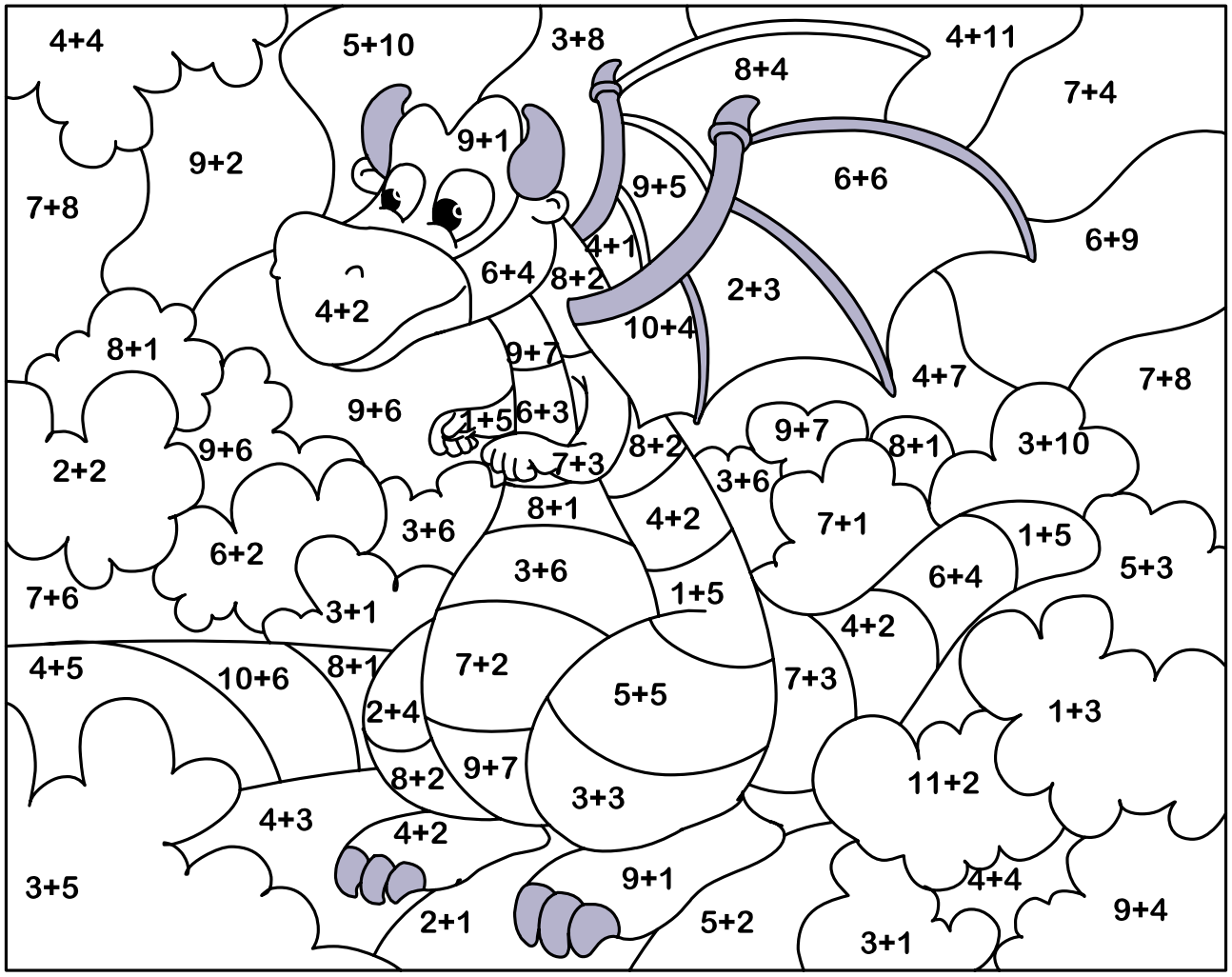 Coloriage magique additions (site Turtlediary