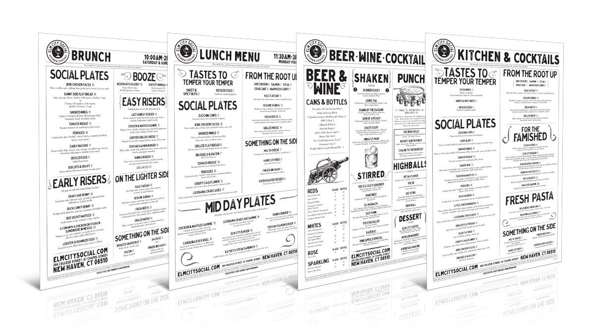 Graphic Design for Menus Seven Thirteen Creative, Inc.