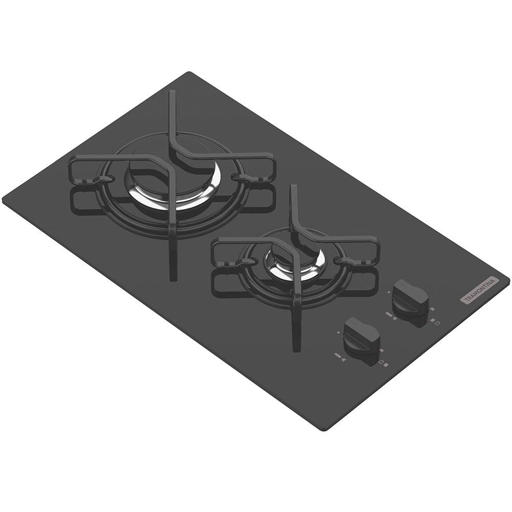 Cooktop a Gás Tramontina Dominó 2GG 30 com Vidro Temperado Preto 2