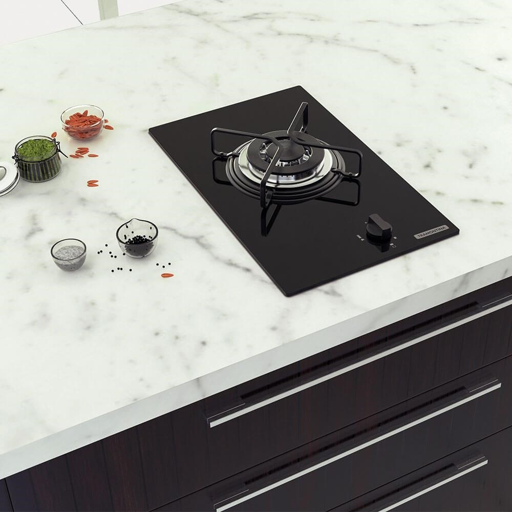 Cooktop a Gás Tramontina 1GG TRI 30 Dominó em Vidro Preto 1 Queimador