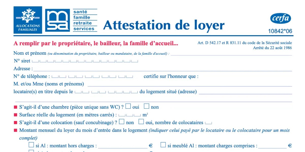 Attestation de loyer CAF comment lobtenir et la remplir