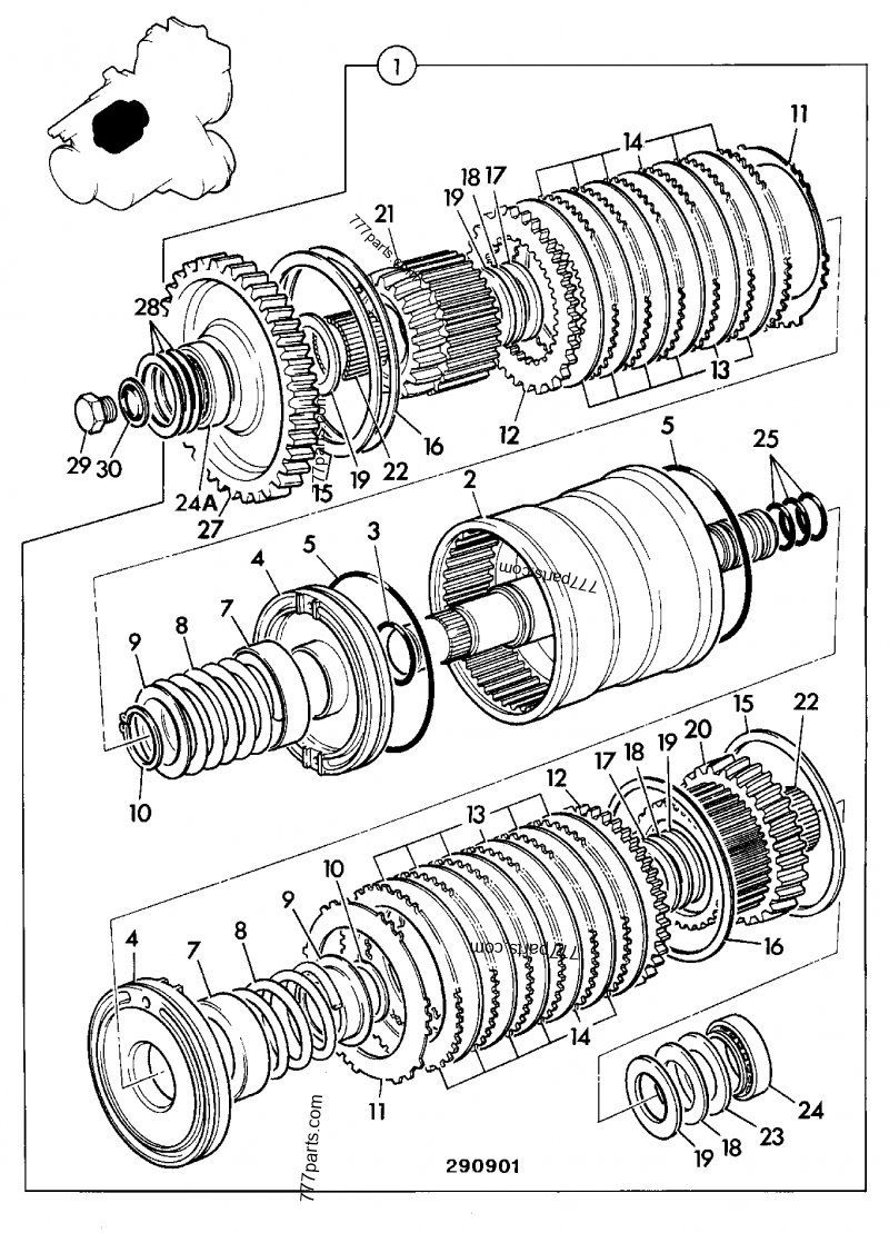 CLUTCH, REVERSE, 2WS 4WD 35KPH, 449/11000 POWERSHIFT TRANSMISSION