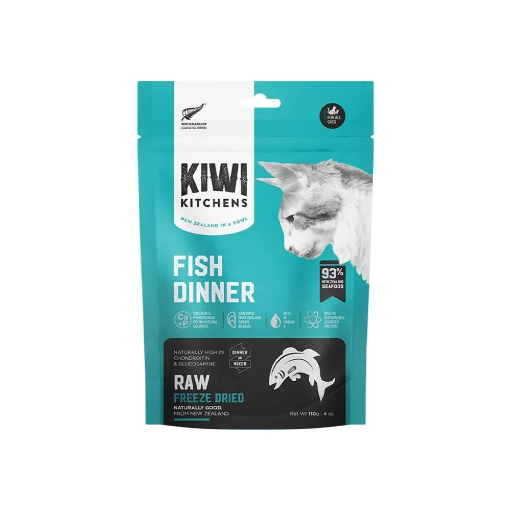 KIWI KITCHENS Fish Dinner Freeze Dried Cat Dry Food 77PAWS