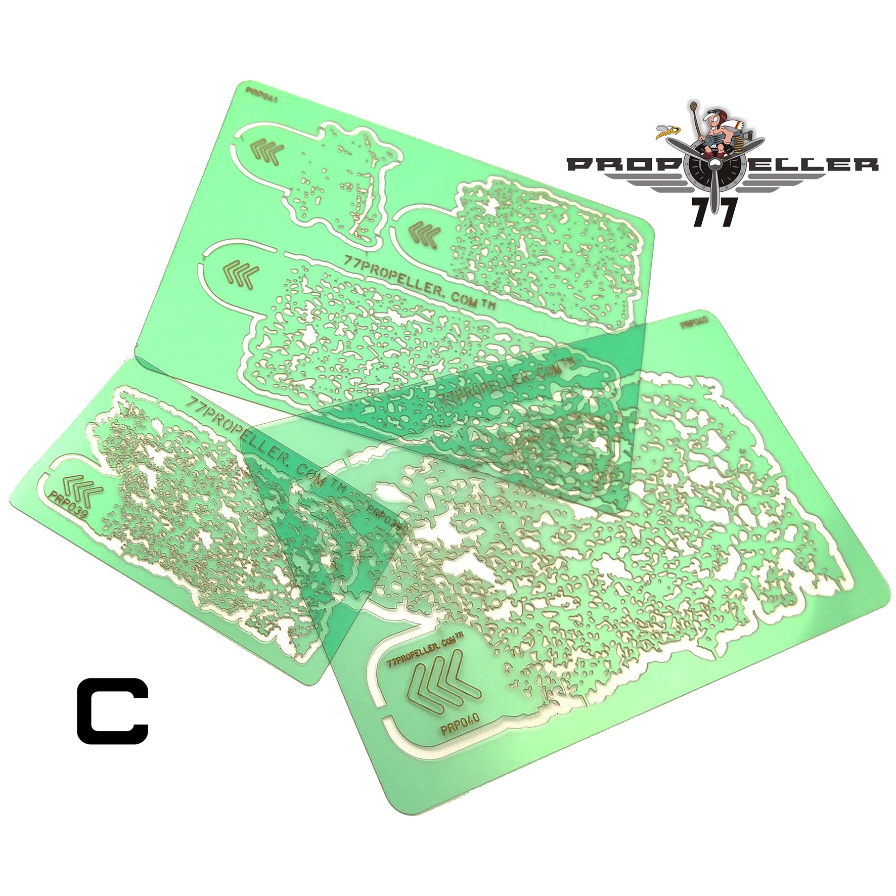 SET C 5 AIRBRUSH STENCILS FOR SPRAYING STAINS