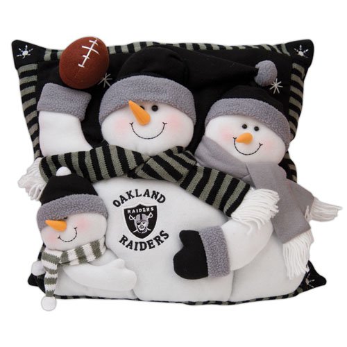 Oakland Raiders Snowman Family Pillow Christmas