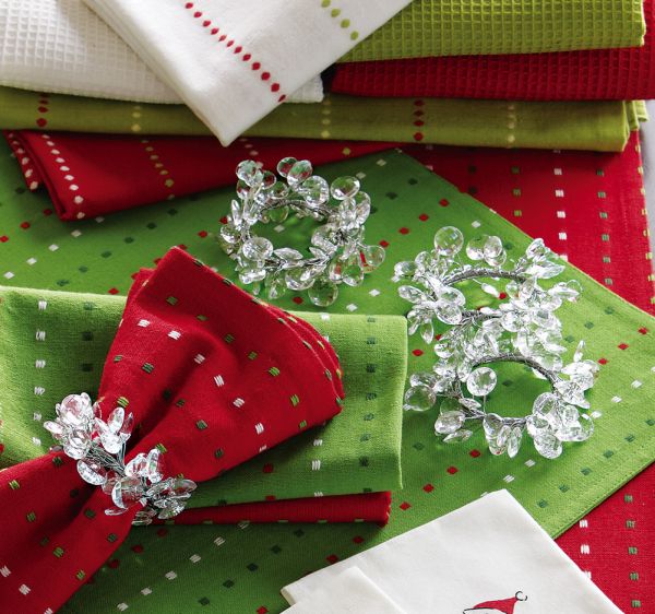 Clear Acrylic Beaded Elegant Holiday Napkin Rings Christmas