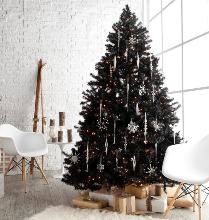 Classic Black Full Prelit Christmas Tree Christmas