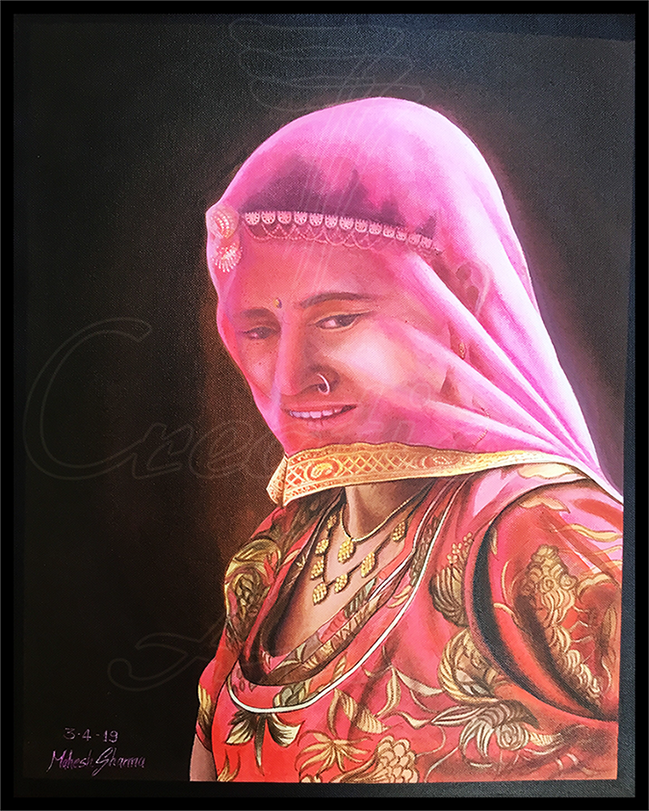 Rajasthani Woman in Veil 7Creation Art