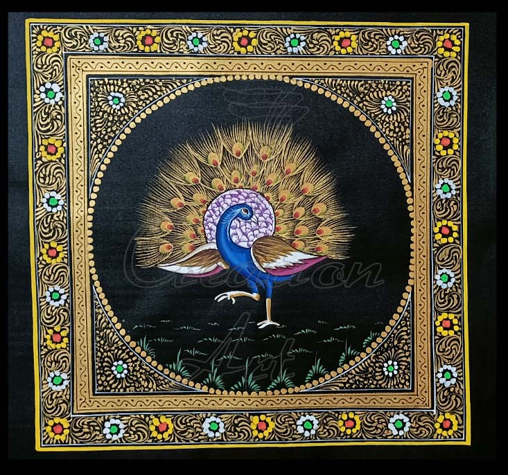 Miniature Art Painting on pure silk cloth Indian Art 7Creation Art.