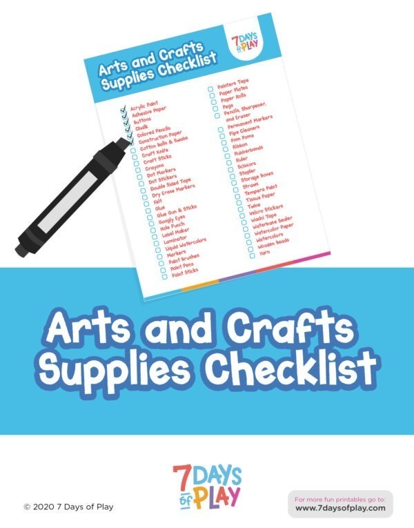 Art and Craft Supply Checklist Printable 7 Days of Play