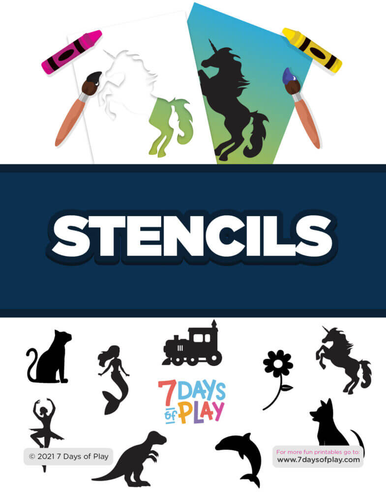 Stencil Art Bundle Fun Printable 7 Days of Play