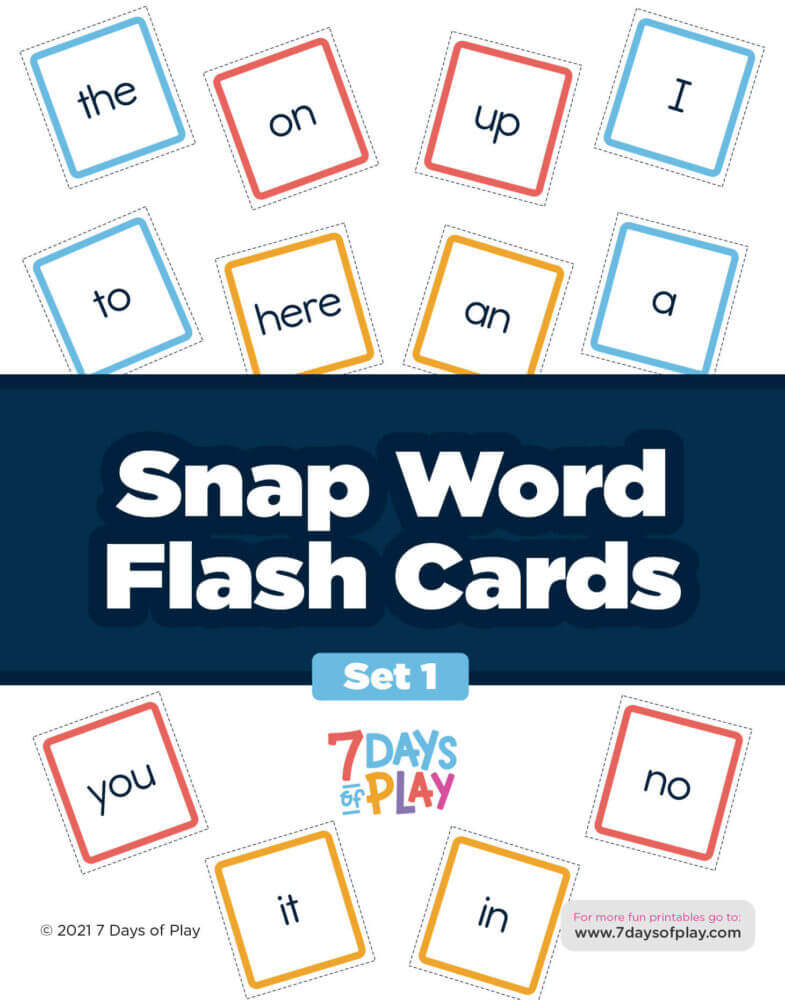 Snap Words Flash Cards (Set 1) - 7 Days Of Play