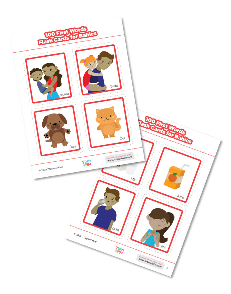 100 First Words Flash Cards for Babies 7 Days of Play