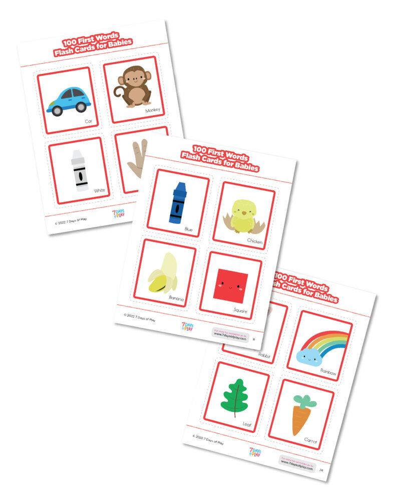 100 First Words Flash Cards for Babies 7 Days of Play
