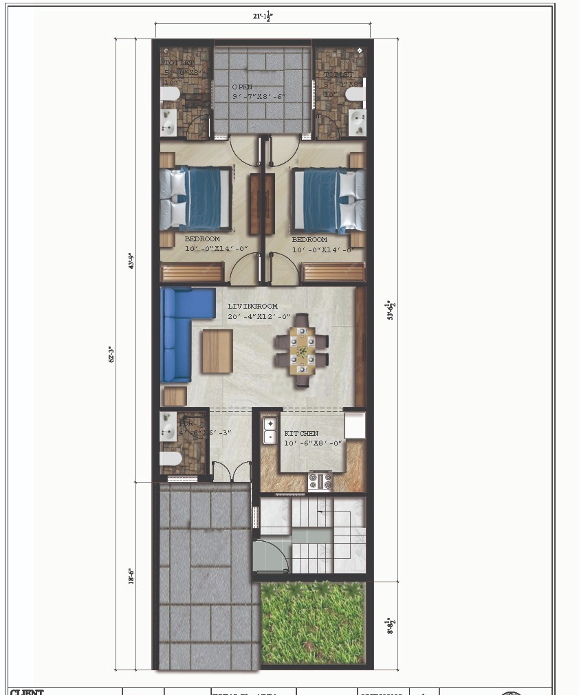 HOUSE PLAN OF PLOT SIZE 21'X62' 21 FETT BY 62 FEET 145 SQUARE YARDS NORTH WEST LAYOUT PLAN