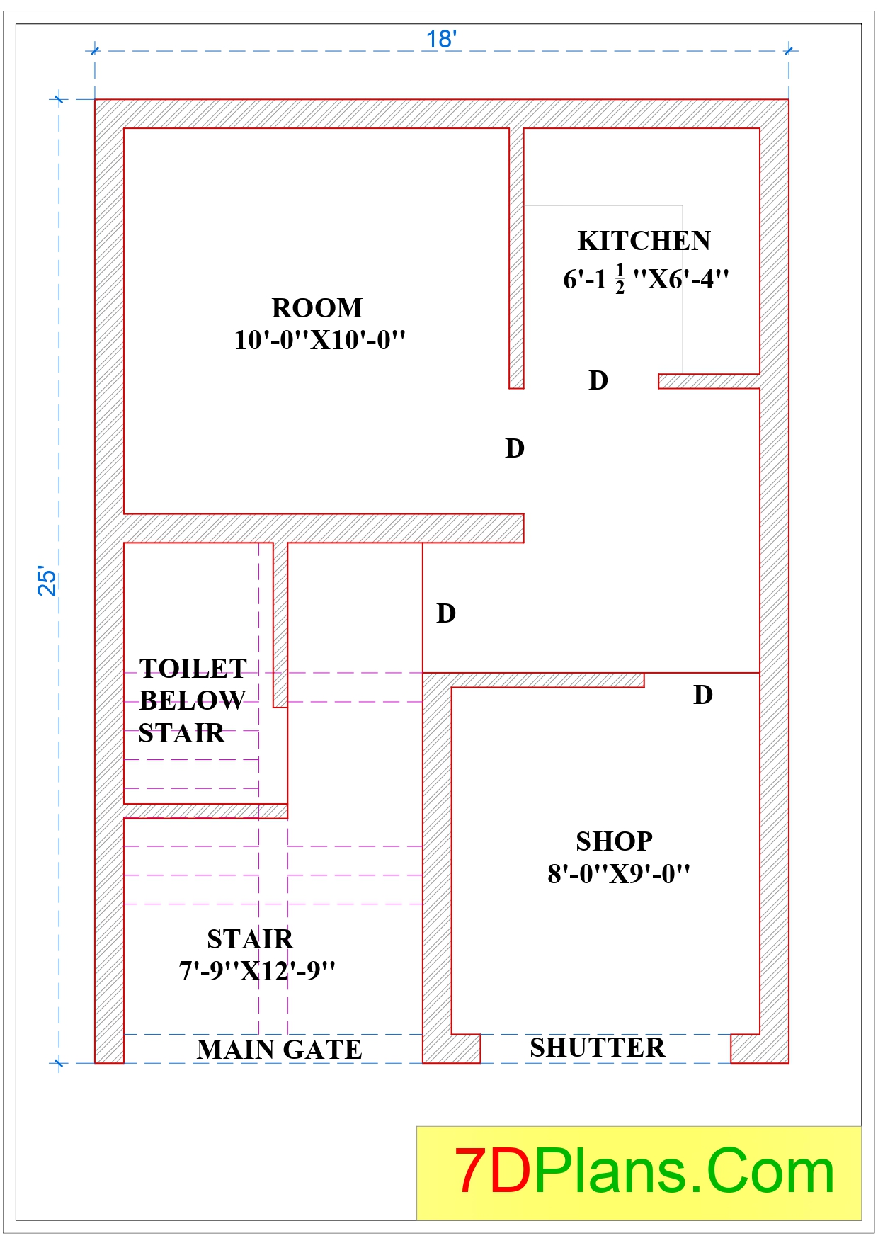 HOUSE PLAN OF 18'X25' = 18 FEET BY 25 FEET 50 SQUARE YARDS NORTH EAST