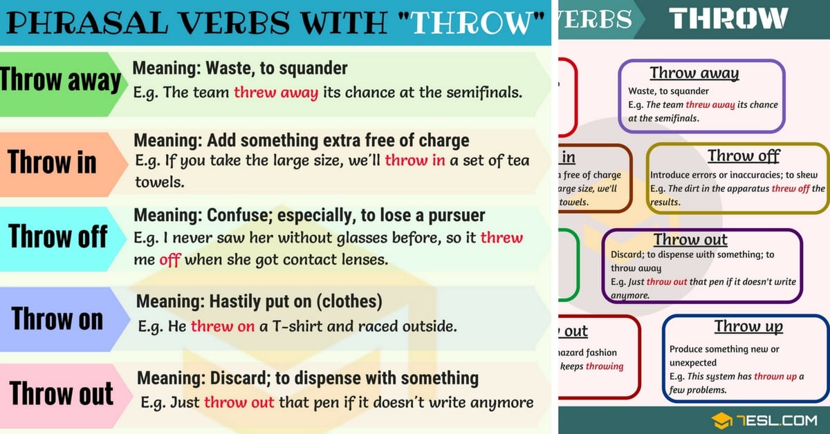 14 Phrasal Verbs with THROW Throw away, Throw out, Throw up... • 7ESL