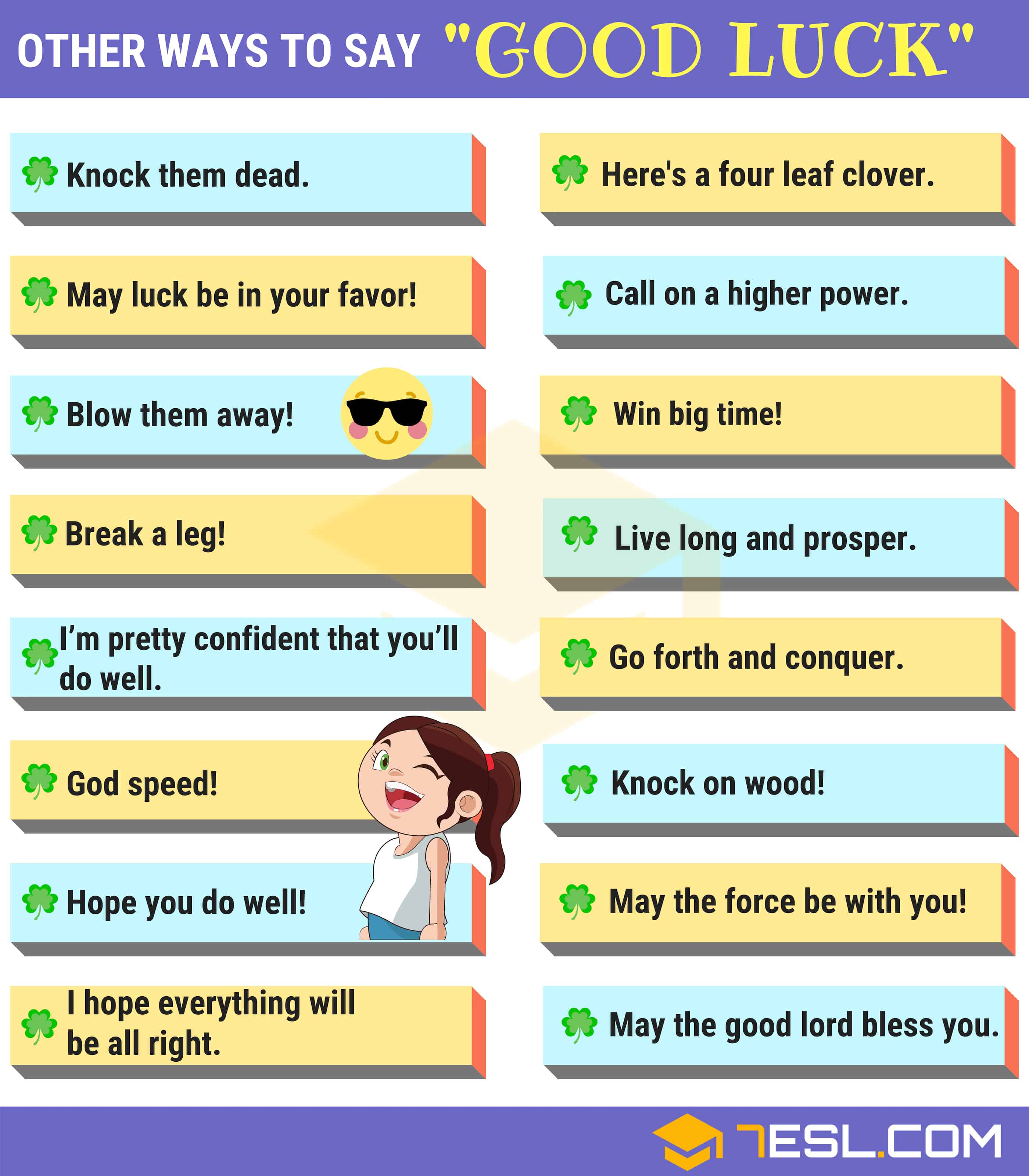 +20 Wishing Luck To Someone References 50 Ways To Say "Good Luck" In Writing & Speaking | "Good Luck" Synonyms • 7Esl