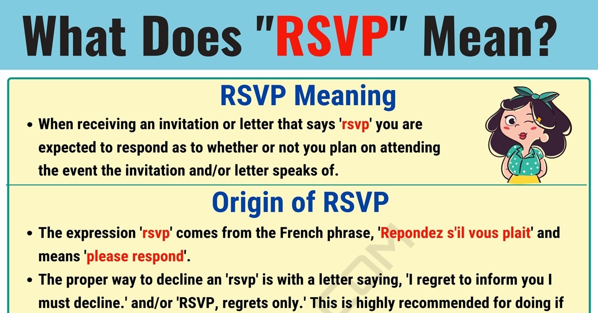 RSVP Meaning What Does RSVP Stand for? • 7ESL