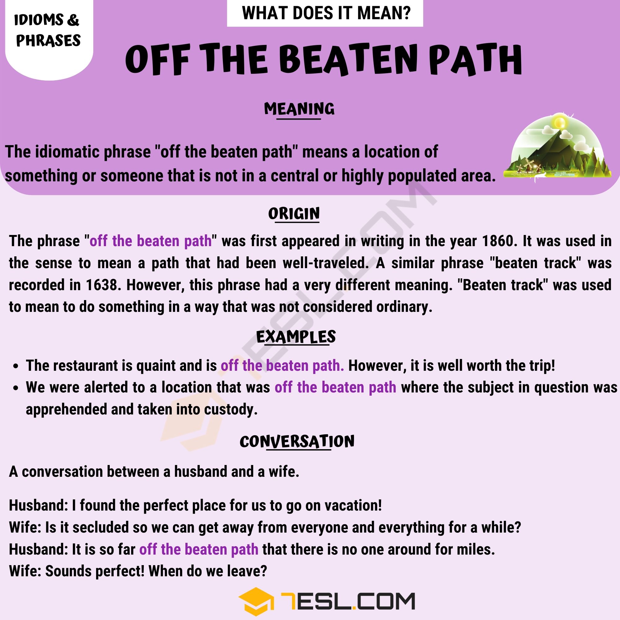Off the Beaten Path the Definition of this Popular Idiomatic