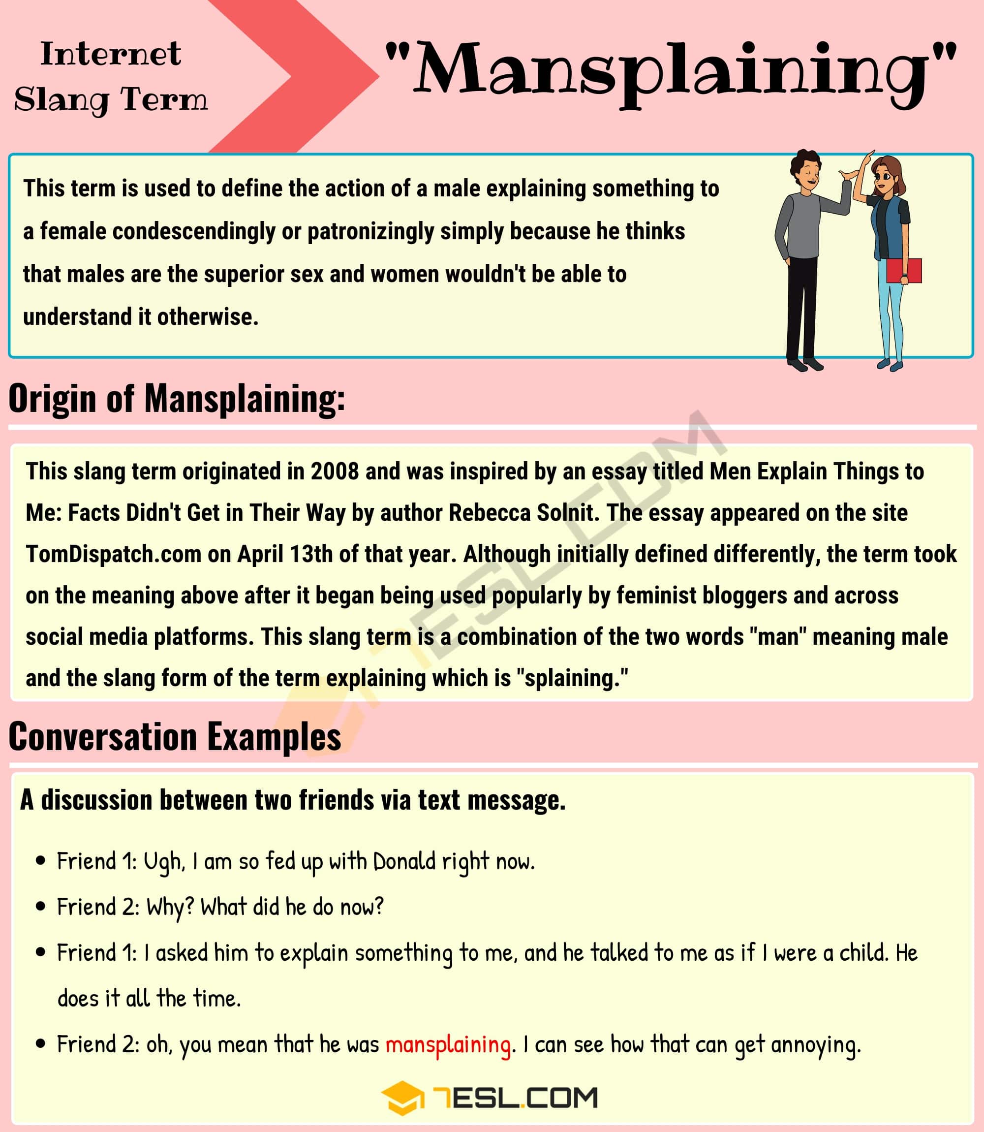 Mansplaining Meaning What Does this Slang Term Mean? • 7ESL