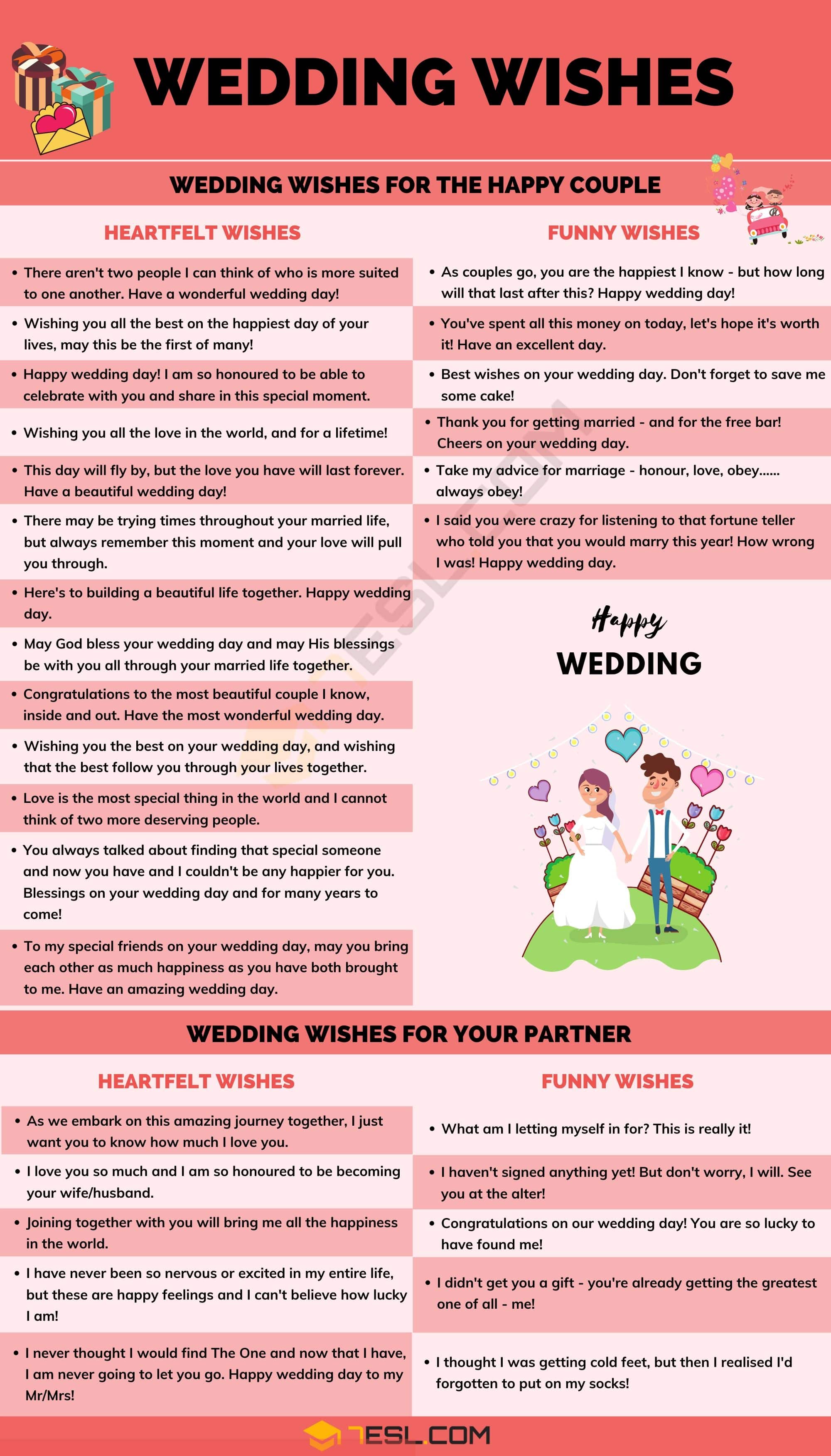 Wedding Wishes Best Congratulations for a Wedding in English • 7ESL