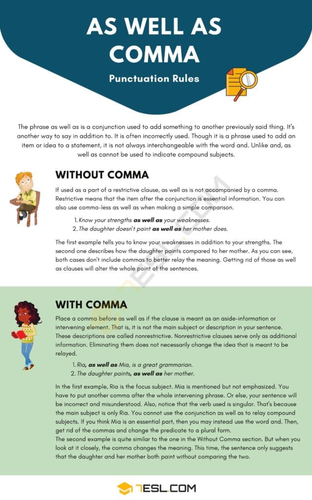 As Well As Comma Does “As Well As” Need a Comma? • 7ESL