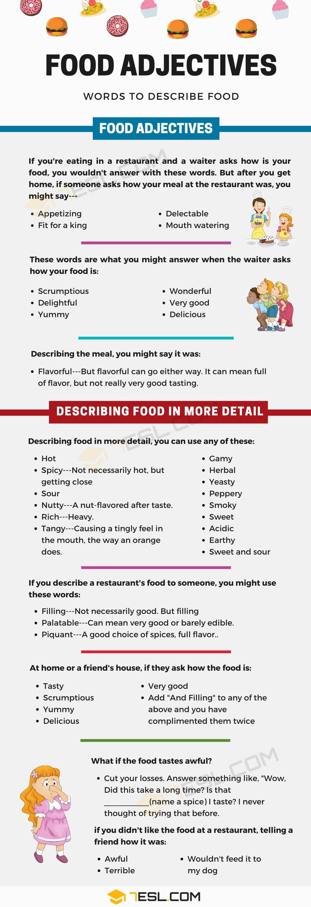 Food Adjectives Interesting Words to Describe Food • 7ESL