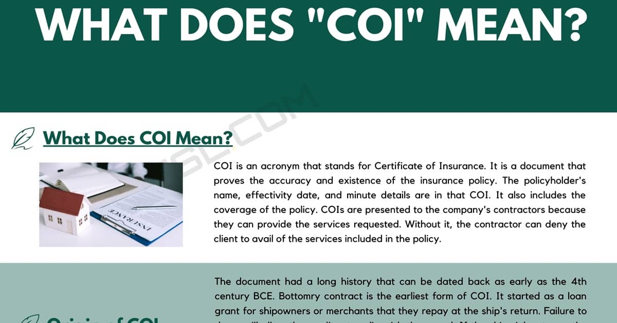 COI Meaning What Does "COI" Stand For? • 7ESL