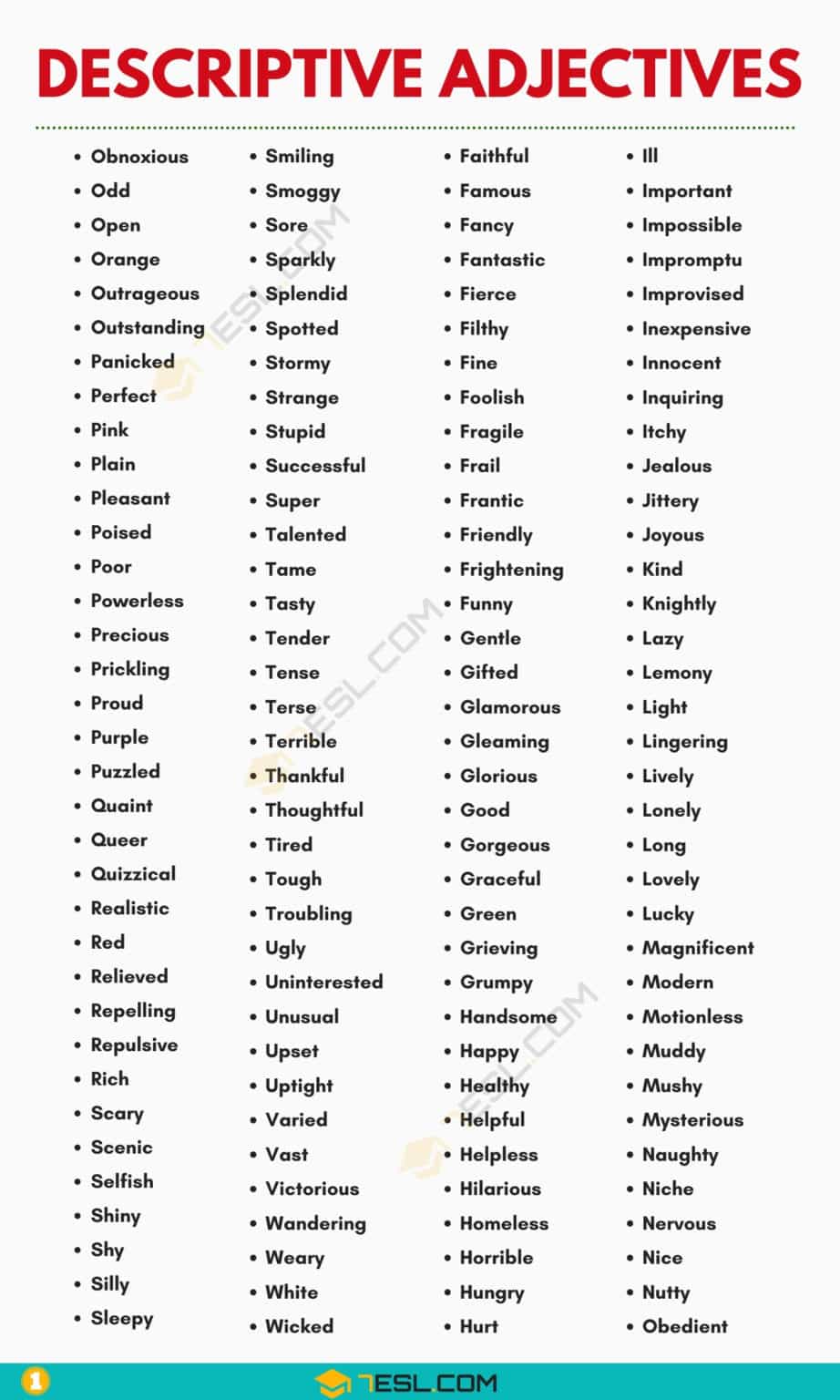 515 Descriptive Adjectives to Describe Everything in English! • 7ESL