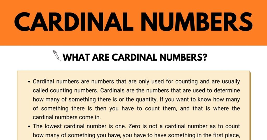 Cardinal Numbers | Cardinal Numbers vs. Ordinal Numbers • 7ESL